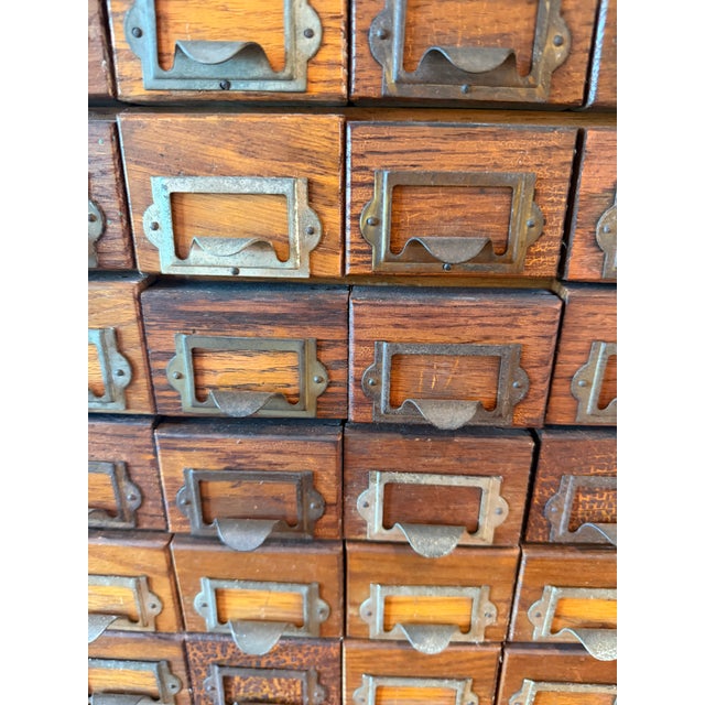 Antique 32-Drawer Oak Hardware Parts Cabinet by W.C. Heller Co. For Sale - Image 16 of 17