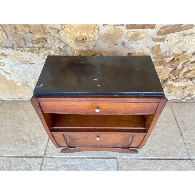 Art Deco Walnut Nightstand with Black Marble Top, 1920s For Sale - Image 3 of 18