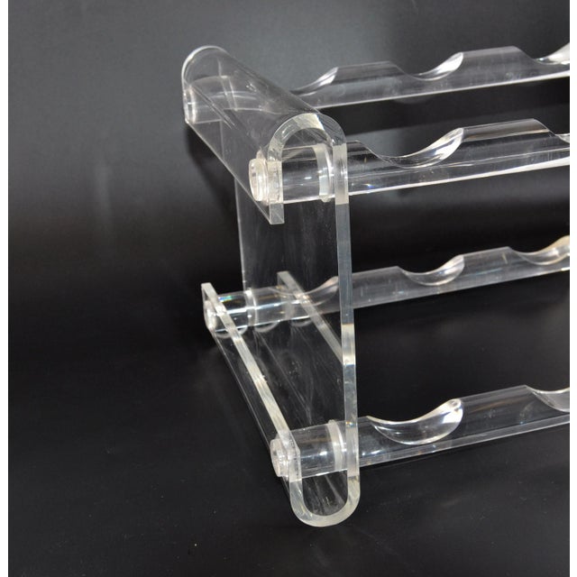 Mid-Century Modern Six Bottles Lucite Table Top Wine Rack Beverage Stand 70s For Sale - Image 9 of 13