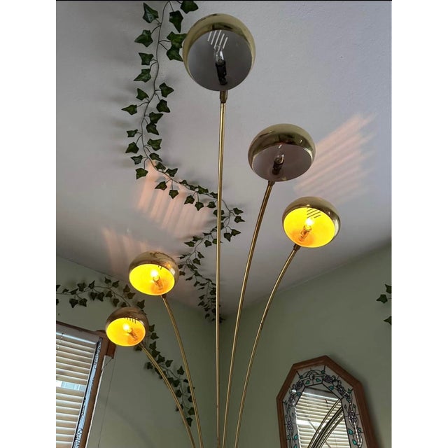 1980s 1980 Guzzini 5-Head Arc Floor Lamp With Marble Base For Sale - Image 5 of 7