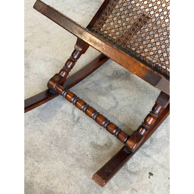 Danish Modern Rocking Magazine Rack in Dark Wood and Cane Denmark 1960s For Sale In Los Angeles - Image 6 of 8