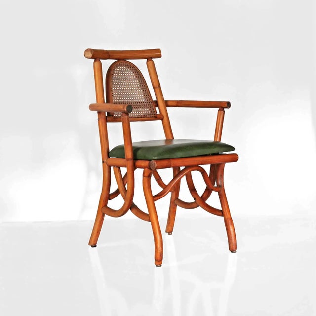 Mid 20th Century Rattan Armchair With Caned Backrest For Sale - Image 5 of 5