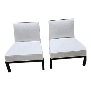 Pair of Baker Furniture for Michael Taylor Screen Back Slipper Chairs