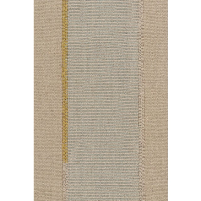 2010s Rug & Kilim’s Contemporary Kilim in Beige, Blue & Gold Stripes For Sale - Image 5 of 7
