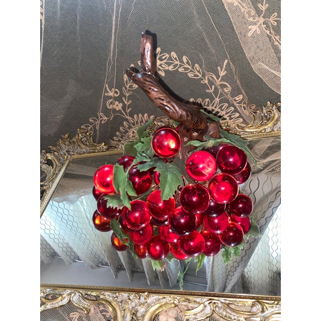 Mid-Century Modern Vintage Mid-Century Modern Cherry Red Lucite Grape Cluster Centerpiece For Sale - Image 3 of 9