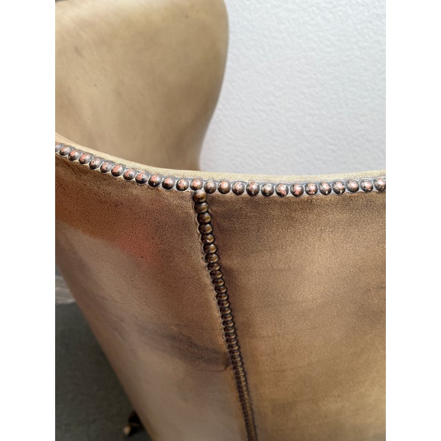 George III Studded Leather Wingback Chair For Sale - Image 12 of 12