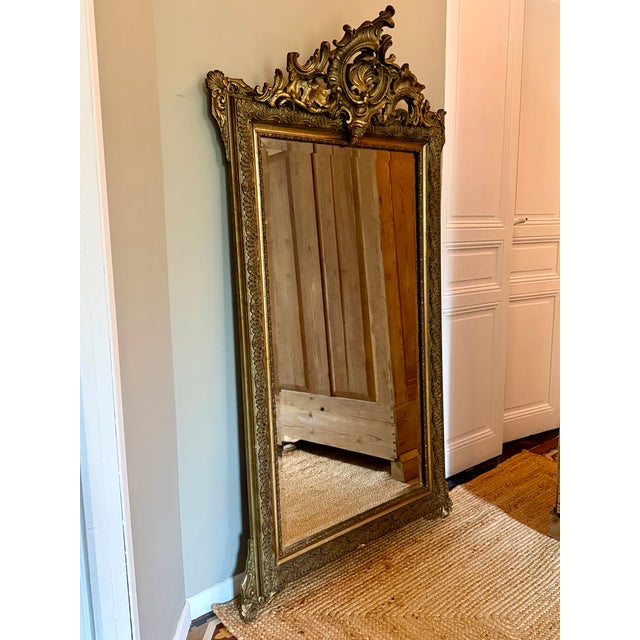 Large Antique French Gilded Mirror with Rococo Detailing For Sale - Image 4 of 18
