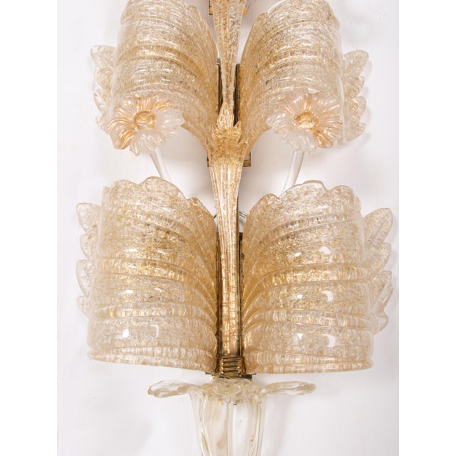 Grand Hotel Wall Sconce in Golden Murano Glass & Brass from Barovier & Toso, 1960s For Sale - Image 9 of 13