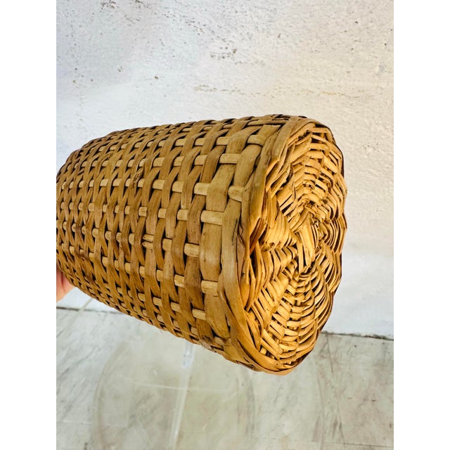 Traditional Vintage Wicker Covered Bottle For Sale - Image 3 of 6