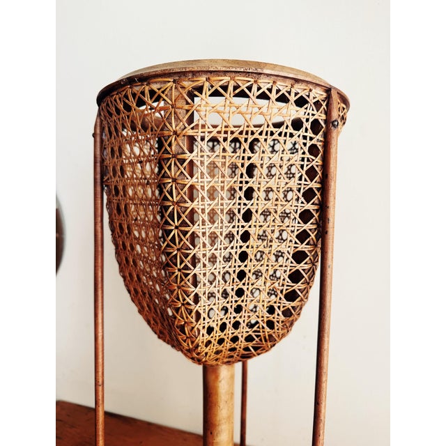 1910s Carved Fruitwood Plant Stand With Cane Basket For Sale - Image 9 of 12
