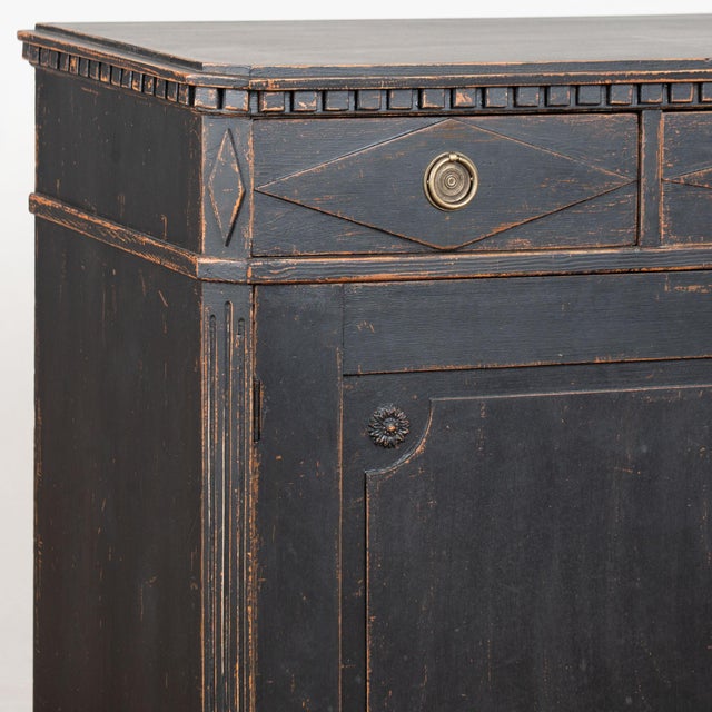 Wood Late 19th Century Swedish Black Gustavian Sideboard Buffet For Sale - Image 7 of 13