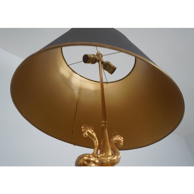 Antique French Bronze Dolphin Andiron Converted Table Lamps - a Pair For Sale - Image 12 of 15