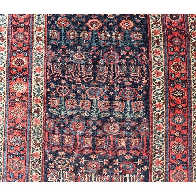 Antique Persian Bidjar Runner With Sub-Geometric Motifs in Red and Blue For Sale - Image 10 of 13