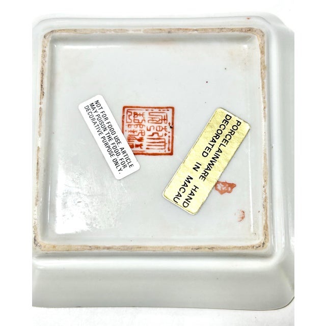 Pair of Bird Chinoiserie Cobalt & Gilt Porcelain Catchall Trays For Sale - Image 10 of 11