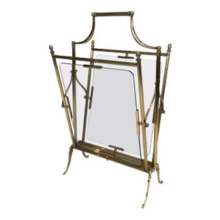 Neoclassical Brass and Glass Magazine Rack For Sale