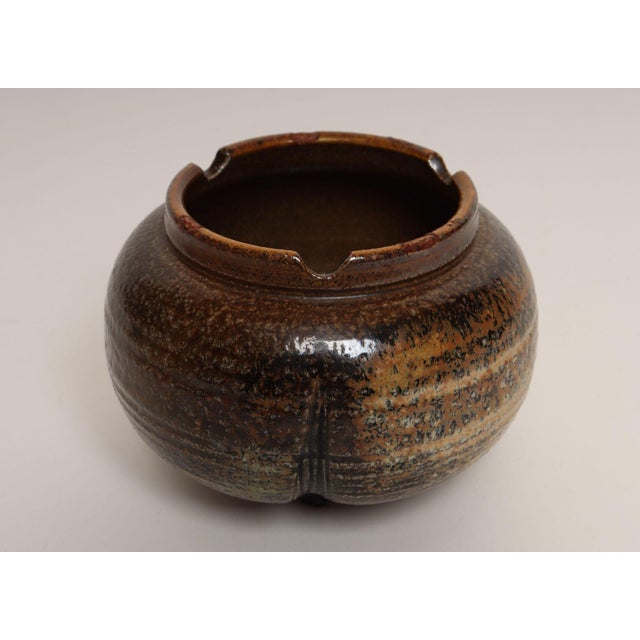 Vintage Bulbous Form Studio Pottery Earth Tone Footed Planter by Deanna Nichols For Sale - Image 4 of 18