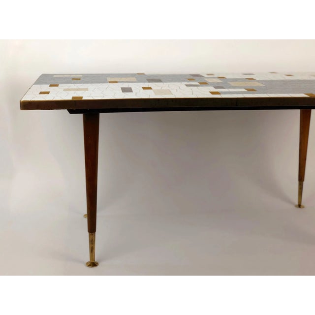 Metal Mid-Century Glass Mosaic Coffee Table in Black, White, Grey & Gold For Sale - Image 7 of 14