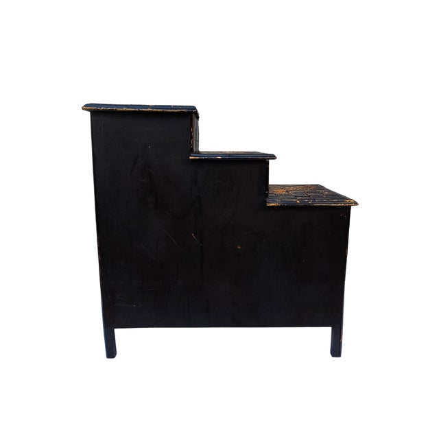Contemporary Tiered Split Reed Japandi Tansu Chest – Sculptural 1990s Cabinet For Sale - Image 3 of 10