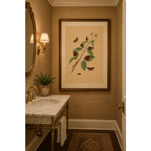 Antique Botanical Study With Moths, 1797 Vintage Art Print Reproduction, 40" X 60" For Sale - Image 12 of 14