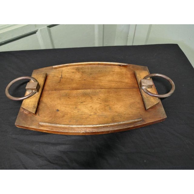 Golden Elm Arts and Crafts Ship’s Tray A good honest piece, the tray is made in elm it has a raised baize lined base...