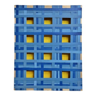 Blue & Yellow Swedish Minimalist Mixed-Media Painting by Eric Wall For Sale