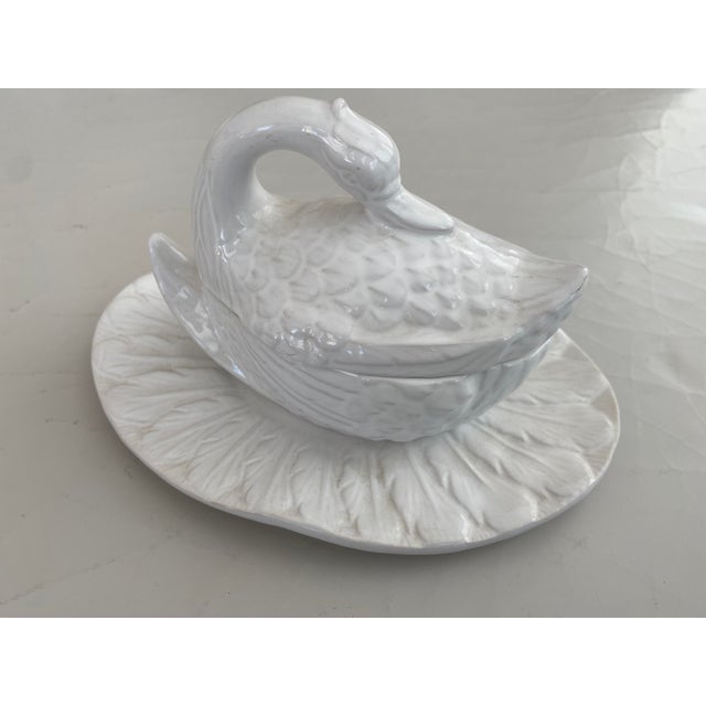 Ceramic Vintage Blanc De Chine Ceramic Swan Covered Dish For Sale - Image 7 of 9