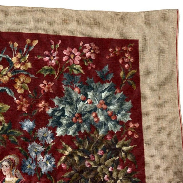 1930s Antique Louis XIII Scenic Pictorial Needlepoint Tapestry C1930 For Sale - Image 5 of 11