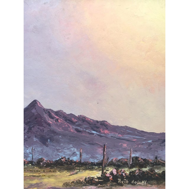 Vintage Mid Century Desert Landscape Ruth Noland Framed Original
