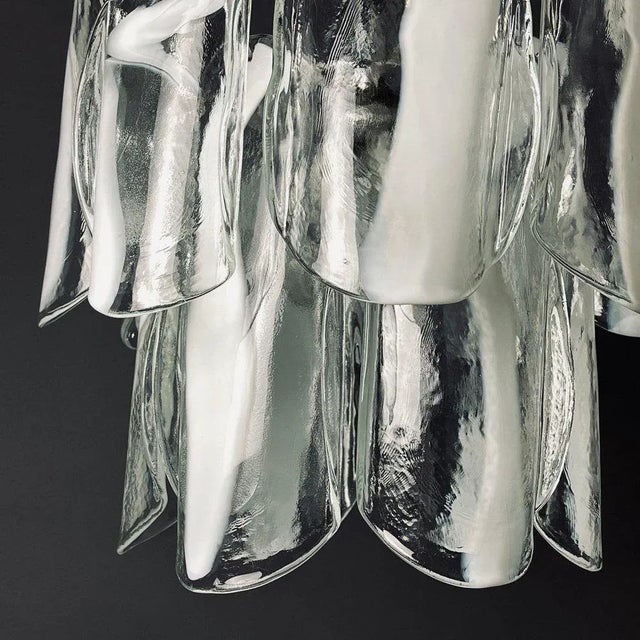 1960s Mazzega White Murano Glass Floral Chandelier For Sale - Image 6 of 12