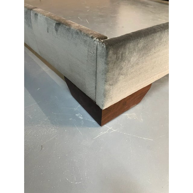 Dove Gray Thom Filicia, Modern King Size Bed Frame, Low Profile, Upholstery, Walnut For Sale - Image 8 of 8