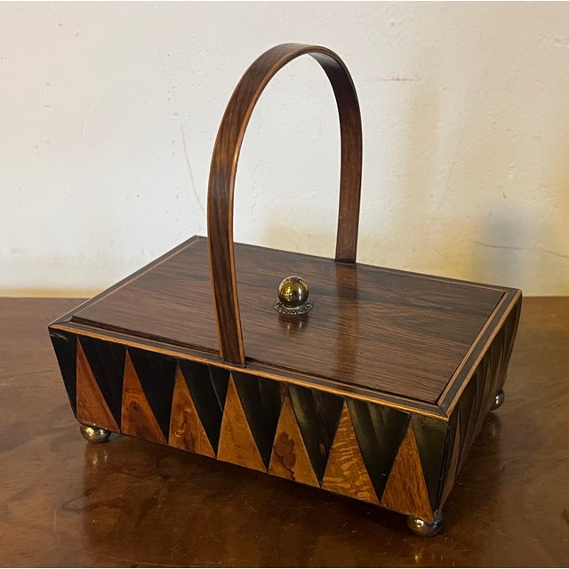 Wood Antique Early 19th Century English George III Exotic Wood Harlequin Desk Box for Stationery or Sewing Pannier For Sale - Image 7 of 15