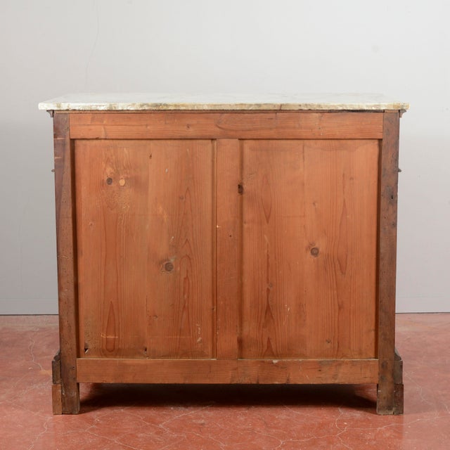 Three-Drawer Walnut Chest of Drawers with White Marble Top, 1800s For Sale - Image 9 of 18