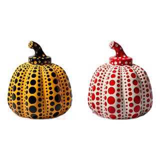 Set of 2, Yayoi Kusama Red and Yellow Pumpkin Sculpture With Certificate, 2023 草間彌生 For Sale