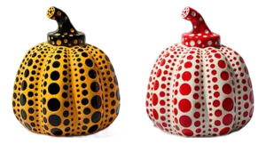 Set of 2, Yayoi Kusama Red and Yellow Pumpkin Sculpture With Certificate, 2023 草間彌生