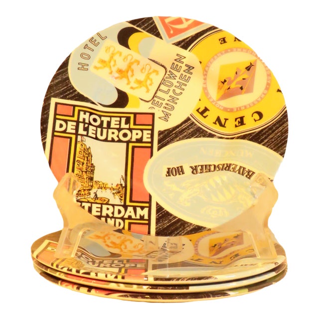 Vintage Travel Themed Plates - Set of 4 For Sale