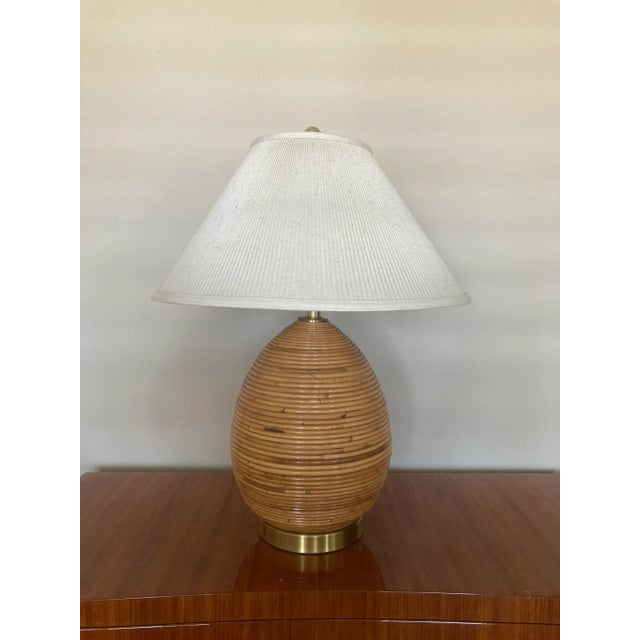 Mid-Century Modern 1970s Pencil Reed Lamps With Micro Pleat Shades in the Style of Gabriella Crespi - 2 available For Sale - Image 3 of 13