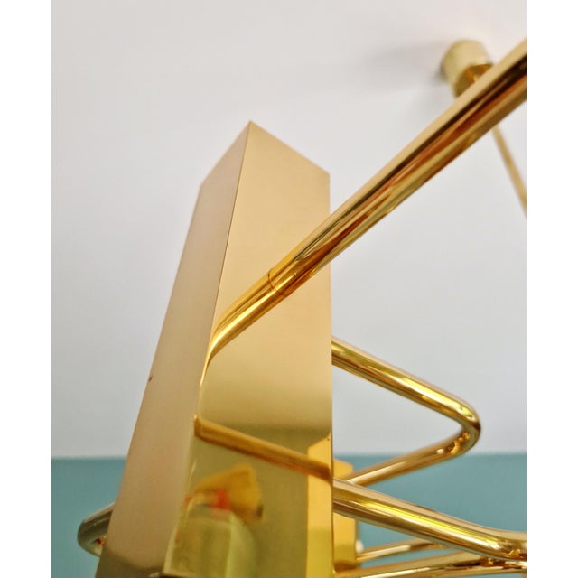 1970s Geometric Brass Chandelier by Gaetano Sciolari for Boulanger, 1970s For Sale - Image 5 of 14