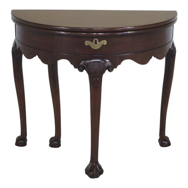 Kittinger Mahogany Half Round Claw Foot Table For Sale