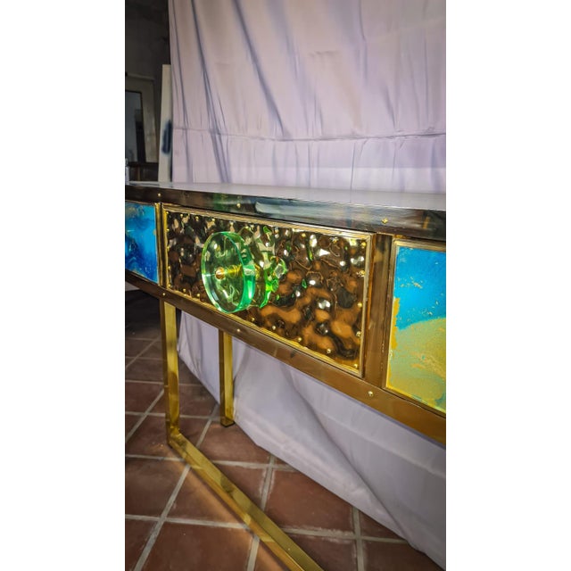 Blue and Gold Murano Glass Console Table from Justfurnituress SRL For Sale - Image 17 of 18