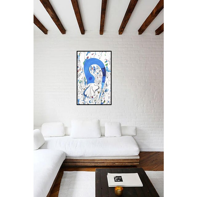 "La Mano" Abstract Painting Created With Oil Markers on Canvas in 2005 For Sale - Image 4 of 5