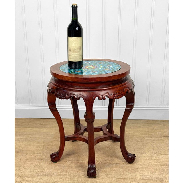 A Chinese Cloisonne Top Plant Stand Table, c. Mid 20th Century - Pairs Nicely with Many Traditional & Eclectic Interiors -...