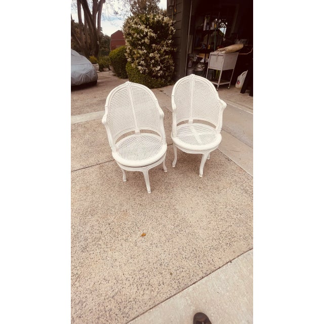Mid 19th Century Pair of French Swivel Chairs With Caning Inserts For Sale In San Diego - Image 6 of 6