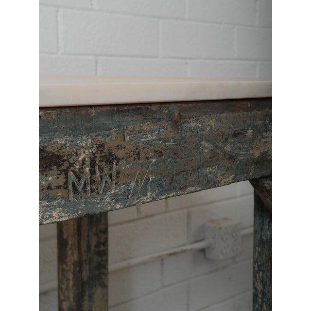 Marble-Topped Painted Console Side Table For Sale - Image 4 of 5