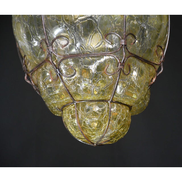 1970s Italian Wonderful Yellow Colour Venetian Lantern, Seguso Murano Glass For Sale - Image 14 of 15