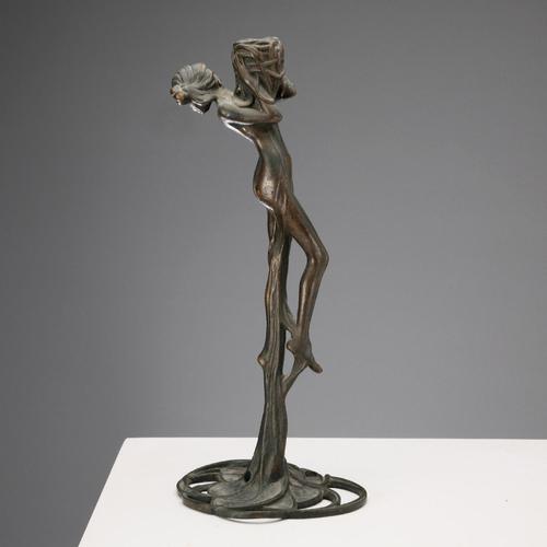 Art Nouveau Bronze Candleholder For Sale - Image 3 of 10