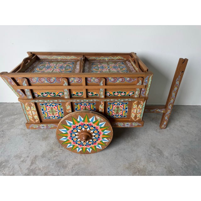 Vintage Joaquin Chaverri Costa Rican Folk Art Hand-Painted Ox Cart Bar / Drinks Cabinet For Sale - Image 12 of 12