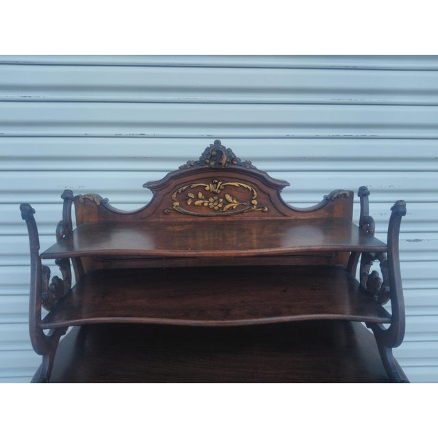 Brown Late 19th Century Antique French Walnut Music Cabinet With Gilt Accents For Sale - Image 8 of 10