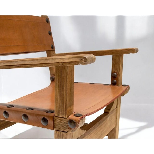 Mid-Century Brutalist Spanish Armchairs in Cognac Leather, 1950s, Set of 2 For Sale - Image 11 of 13