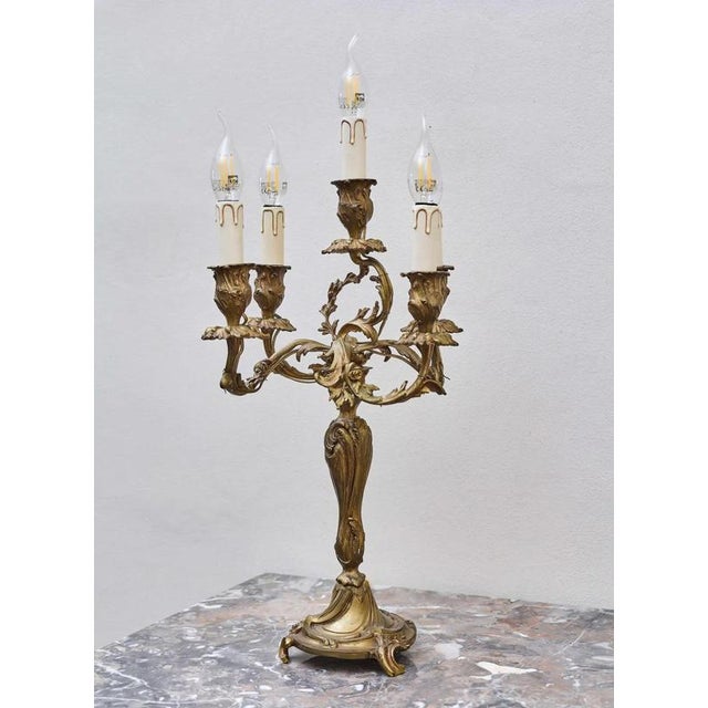 19th Century Bronze Candelabra Lamps, Set of 2 For Sale - Image 4 of 16