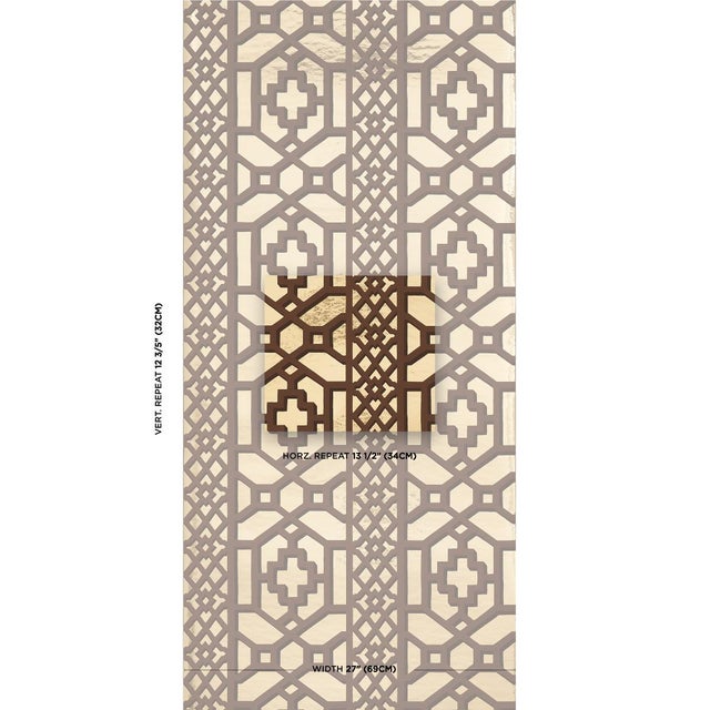 Inspired by Elsie de Wolfe's trellised rooms, Zanzibar Trellis Mylar is a glamorous version of this fretwork pattern first...